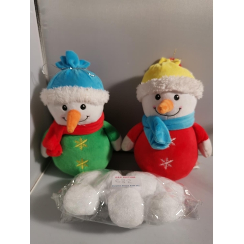 632 - CHRISTMAS SNOWMEN PLUSHIE CAR DECORATIONS (2)