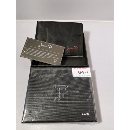 64 - JACOB PRO LEATHER GENTS WALLETS (2) (Both Boxed)