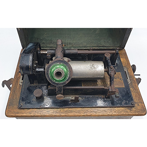 173 - ENGLISH STANDARD PHONOGRAPH HOUSED IN ITS ORIGINAL WOODEN CASE. (No Horn,Wooden Handle Missing Off W... 