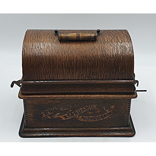 173 - ENGLISH STANDARD PHONOGRAPH HOUSED IN ITS ORIGINAL WOODEN CASE. (No Horn,Wooden Handle Missing Off W... 