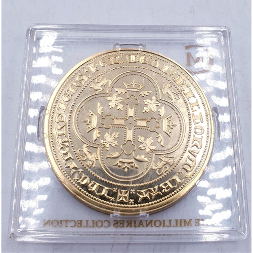 105 - EDWARD III DOUBLE LEOPARD GOLD ON SILVER PROOF COIN (Hallmarks On Edge)