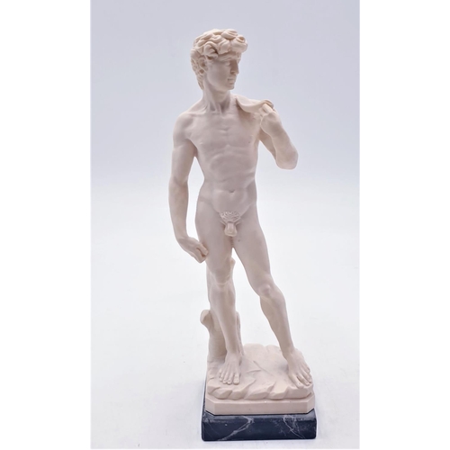 106 - ITALIAN Large 26cm FIGURINE OF A MALE NUDE MOUNTED ON A MARBLE BASE  (Fully Signed)