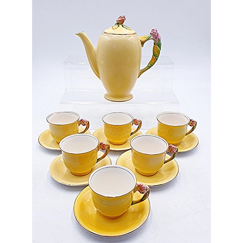 115 - ROYAL WINTON (Grimwades) CHINA TEAPOT Plus CUPS & SAUCERS (6)