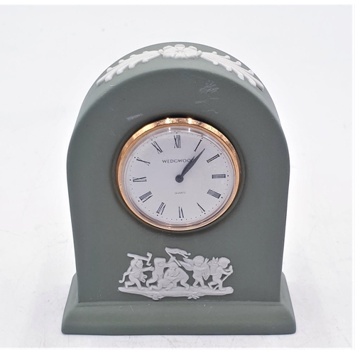 67 - WEDGWOOD 8.5cm GREEN JASPER WARE CLOCK