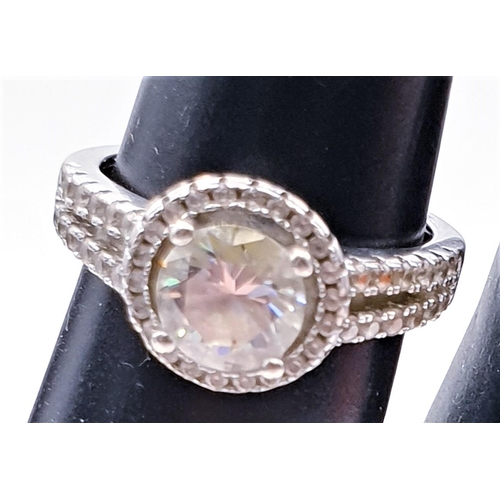 73 - PRESENTED AS A STERLING SILVER (925) / CZ RING (Size K,Total Weight 2.85 Grams)