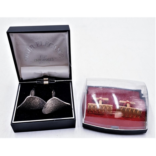 745 - PRESENTED AS A STERLING SILVER SET OF CUFF LINKS Plus GOLD FILLED SET OF CUFFLINKS