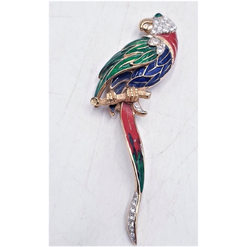 756 - METAL & ENAMEL 9.5 cm PARROT BROOCH (Boxed)