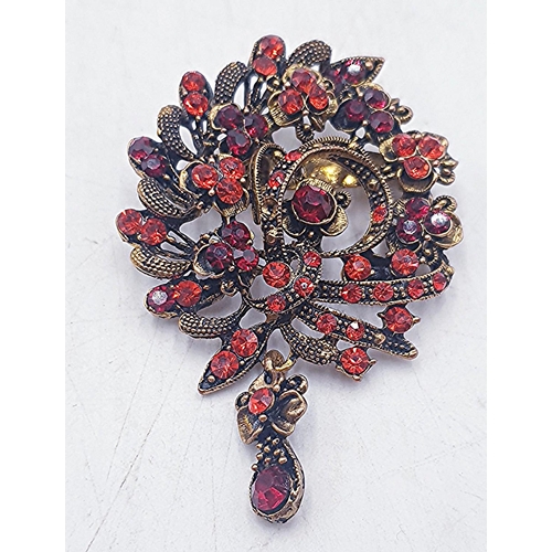 769 - RED STONE SET BROOCH  (Boxed)