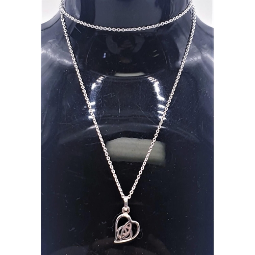 777 - PRESENTED AS A SILVER (925) CELTIC HEART 44cm NECKLACE  (Total Weight 3.10 Grams)(Boxed)