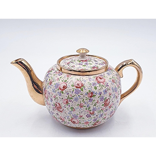 784 - SUDLOWS (Burslem,Stoke On Trent) CHINTZ / GILDED TEAPOT, FOIL PICTURES (3) 32cm x 21cm, SPODE 20cm B... 