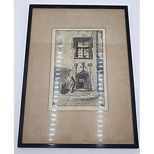 793 - FRAMED & GLAZED ETCHING 'OLD HOUSE, CAHORS, XV CENTURY' By Margaret Aulton.
(Please Note This Lot WI... 