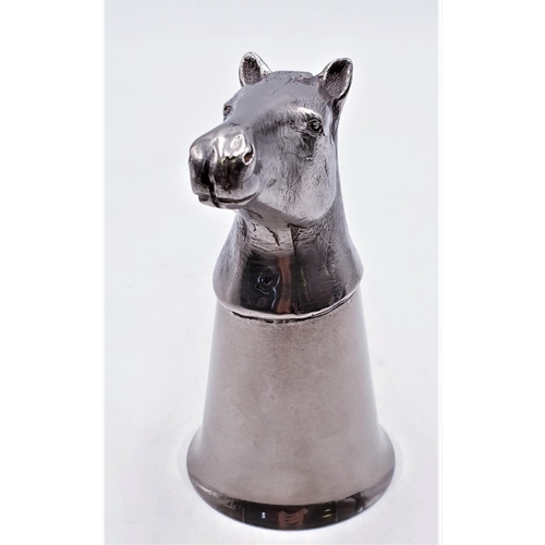 90 - SILVER PLATED (Sheffield) NOVELTY HORSE HEAD STRIRRUP CUP