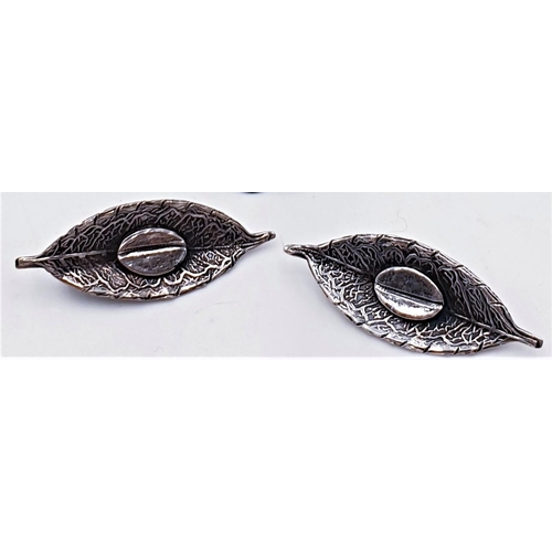 108 - PRESENTED AS A PAIR OF COLUMBIAN SILVER (900) COFFEE BEAN EARRINGS With MATCHING COFFEE BEAN PINS