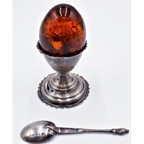 208 - EGG CUP ,SPOON And EGG (Spoon Fully Hallmarked)