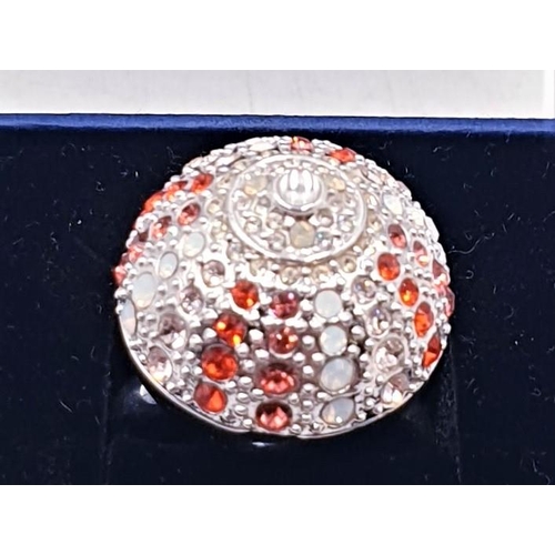 269 - PRESENTED AS A SWAROVSKI RED/WHITE CRYSTAL HINGED RING (Size N) (Boxed)