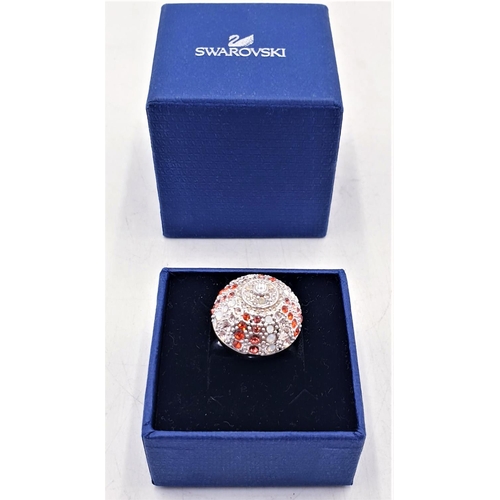 269 - PRESENTED AS A SWAROVSKI RED/WHITE CRYSTAL HINGED RING (Size N) (Boxed)