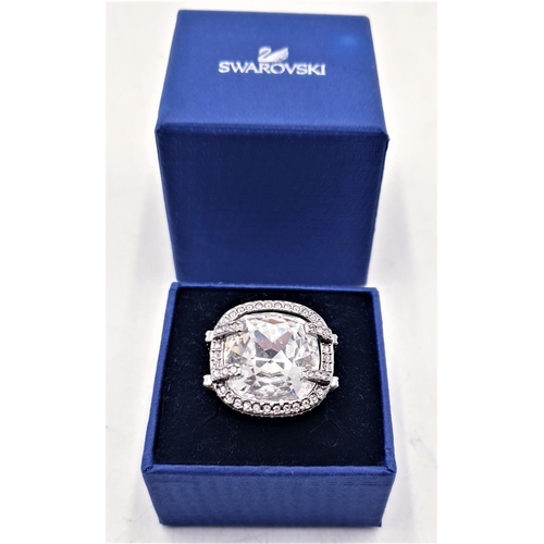 270 - PRESENTED AS A SWAROVSKI Large CRYSTAL CENTRE STONE RING (Size P/Q) (Boxed)