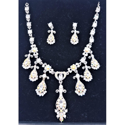 277 - CRYSTAL NECKLACE And EARRING SET  (Boxed)