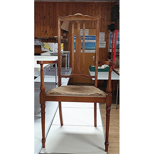 295 - MAHOGANY Large EDWARDIAN CARVER CHAIR With INLAY BOX WOOD BANDING,HAND CARVED LEGS AND ORIGINAL SEAT... 