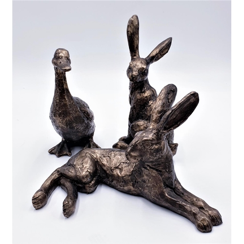 314 - RESIN Large MODELS OF TWO HARES Plus A DUCK