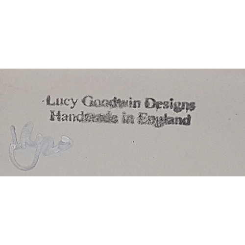 135 - LUCY GOODWIN DESIGNS (Designed , Made And Hand Painted In Stoke On Trent,England) CERAMIC 15cm WHITE... 