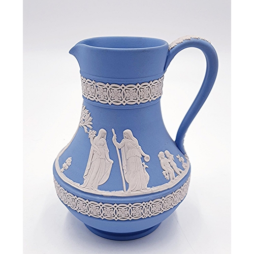 200 - WEDGWOOD 15cm PALE BLUE/WHITE JASPER WARE JUG