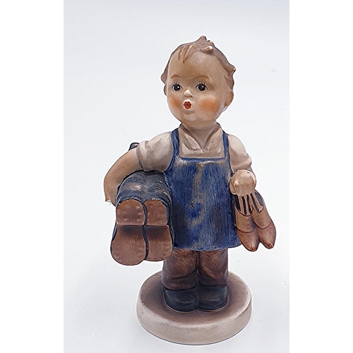 217 - GOEBEL HUMMEL FIGURINE BOY WITH UMBRELLA No 5 Plus GOEBEL HUMMEL FIGURINE GIRL WITH SHOES & WELLINGT... 