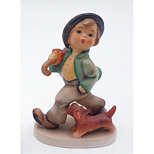 217 - GOEBEL HUMMEL FIGURINE BOY WITH UMBRELLA No 5 Plus GOEBEL HUMMEL FIGURINE GIRL WITH SHOES & WELLINGT... 