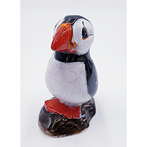 231 - ANITA HARRIS ART POTTERY 12cm x 8cm MODEL OF A PUFFIN (Signed In Gold By Anita Harris)