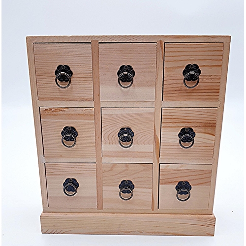 261 - PINE 25cM x 22cm NINE COMPARTMENT SPICE RACK