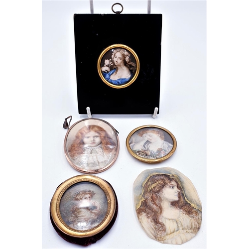 271 - MINIATURE PORTRAITS (5) (Three George III,One Early 19th Century,The Other Mid Victorian)