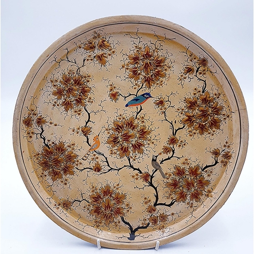 327 - PAPIER MACHE 30cm Dia ORIENTAL (Han Decorated) ROUND TRAY