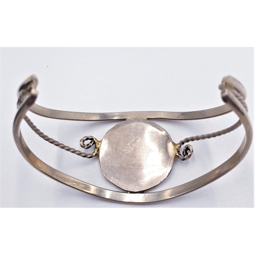 363 - WHITE METAL/SILVER (Stamped Silver ) ENAMELLED BANGLE