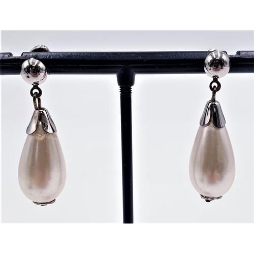 364 - PRESENTED AS A PAIR OF SILVER (925) PEARL DROP EARRINGS (Boxed)