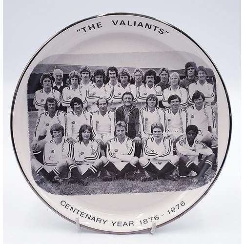 420 - CHINA COMMEMORATIVE 22cm Dia PLATE 'THE VALIANTS' CENTENARY YEAR 1876-1976