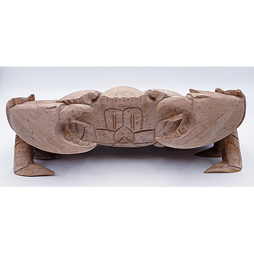 535 - WOODEN Large 48 cm x 19 cm (Hand Carved) MODEL OF A CRAB (Please Note That This Lot WILL NOT BE PACK... 