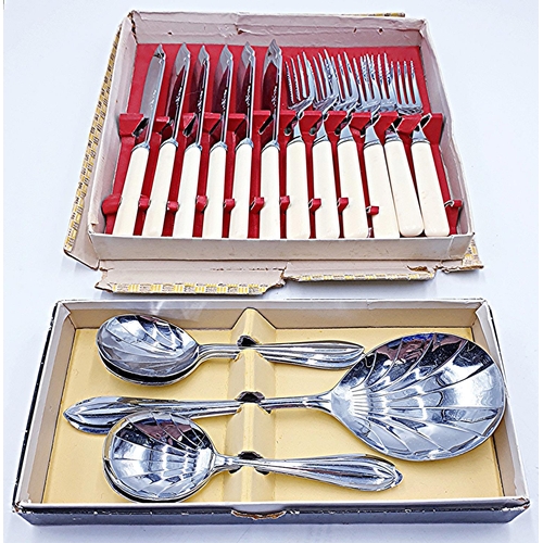 795 - FISH KNIVES & FORKS (Original Box) Plus FRUIT  SPOONS (Original Box)