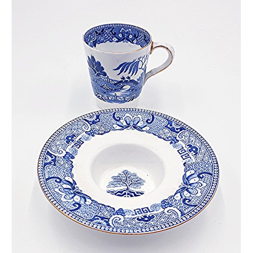 357 - VICTORIAN DAVENPORTS (Longport,Stoke On Trent) TREMBEUSE BLUE/WHITE COFFEE/CHOCOLATE CUP & SAUCER. (... 