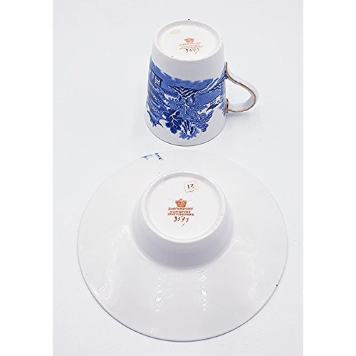 357 - VICTORIAN DAVENPORTS (Longport,Stoke On Trent) TREMBEUSE BLUE/WHITE COFFEE/CHOCOLATE CUP & SAUCER. (... 