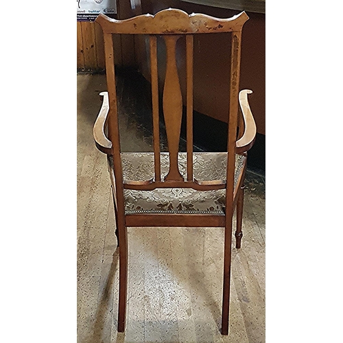 463 - MAHOGANY Large EDWARDIAN CARVER CHAIR With INLAY BOX WOOD BANDING,HAND CARVED LEGS AND ORIGINAL SEAT... 