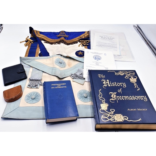 12 - BLACK MASONIC Large BRIEFCASE With MASONIC ITEMS To Include RARE BOOK With OTHER EPHEMRA & ITEMS