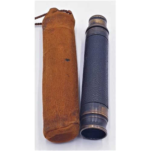 14 - SPENCER BROWNING & RUST TWO DRAW POCKET TELESCOPE (With Bag).
(Spencer, Browning & Rust was a London... 