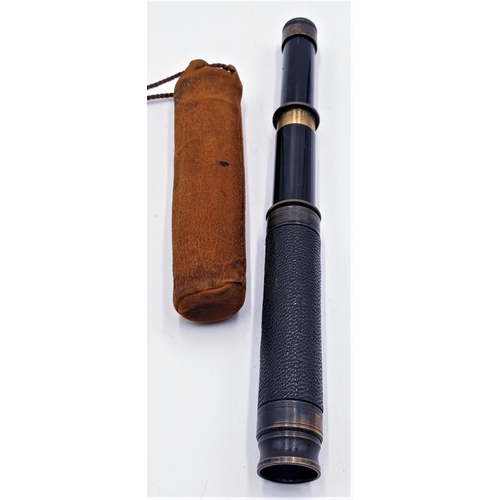 14 - SPENCER BROWNING & RUST TWO DRAW POCKET TELESCOPE (With Bag).
(Spencer, Browning & Rust was a London... 