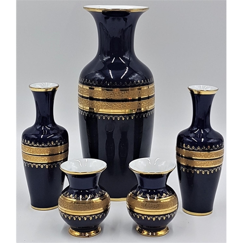 681 - ROYAL PORZELLAN BAVARIA KPM (Germany) VASES (5) (The Tallest Being 27cm ,The Shortest Being 6cm) BEA... 