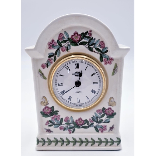 707 - PORTMEIRION CHINA 11cm x 16 cm MANTLE CLOCK IN THE  BOTANIC GARDEN DESIGN