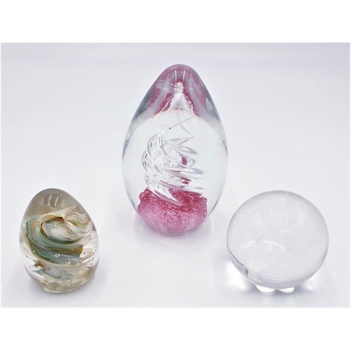 716 - GLASS PAPERWEIGHTS (3)