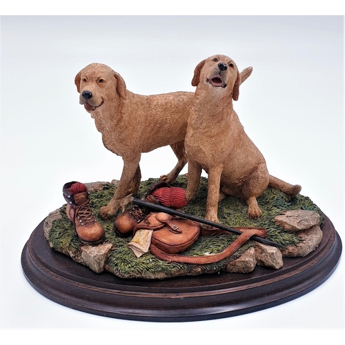 719 - COUNTRY ARTIST 22cm x 6cm MODEL OF LABRADORS 