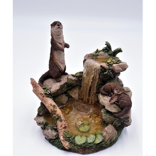 724 - COUNTRY ARTISTS 14cm x 14cm MODEL OF AN OTTER & PUPS c1992