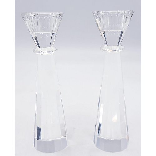 745 - CRYSTAL GLASS 17.5 cm CANDLE HOLDERS (2)