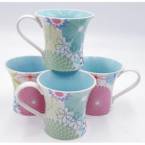 758 - PORTMEIRION CHINA MUGS (4) IN THE CRAZY DAISY DESIGN